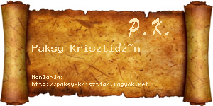 Paksy Krisztián névjegykártya