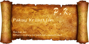 Paksy Krisztián névjegykártya